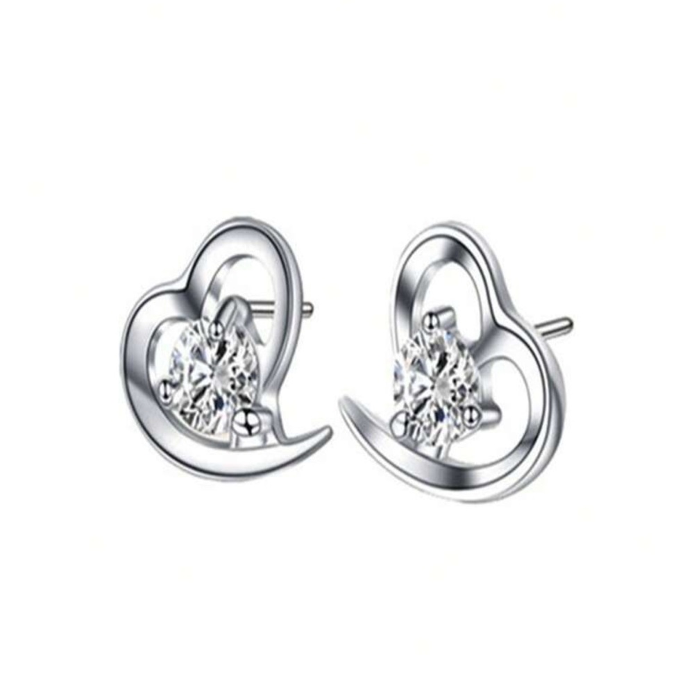 3pcs New Design Cubic Zirconia Decor Heart Shaped Necklace & Earrings Set, - Picture 6 of 7